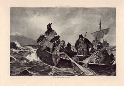 Leif Ericson Off the Coast of Vinelandfrom our Antique Prints Catalogue - phoenixant.com