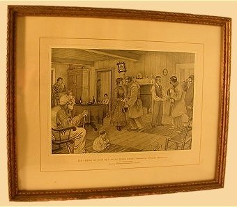 Print , 1921 "Les Visites Du Jour De L'an Au Temps Passe" by Edmond Massicotte from our Prints catalogue - Phoenixant.com